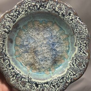 Down to Earth Crackle Glaze Ceramic Art Pottery Bowl, 7 in, Made USA